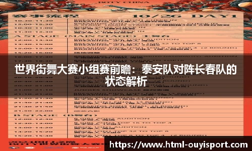 世界街舞大赛小组赛前瞻：泰安队对阵长春队的状态解析